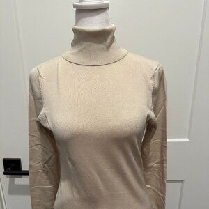 Ann Taylor Silk Blend Cream/Off-White Turtleneck Sweater XS